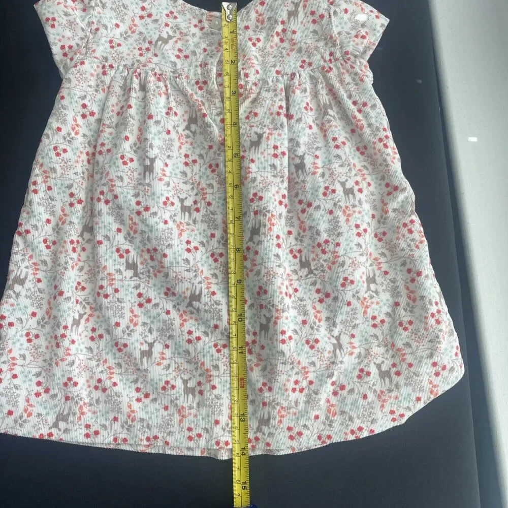 Gymboree Baby Dress 6-12 Months Floral Corduroy Bow Fall 2016 Woodland Deer